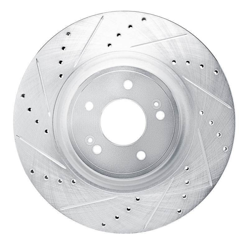 Genesis G70 Brake Rotor (1) - Front Left - R1 Concepts - Drilled & Slotted - Silver - `22-`23